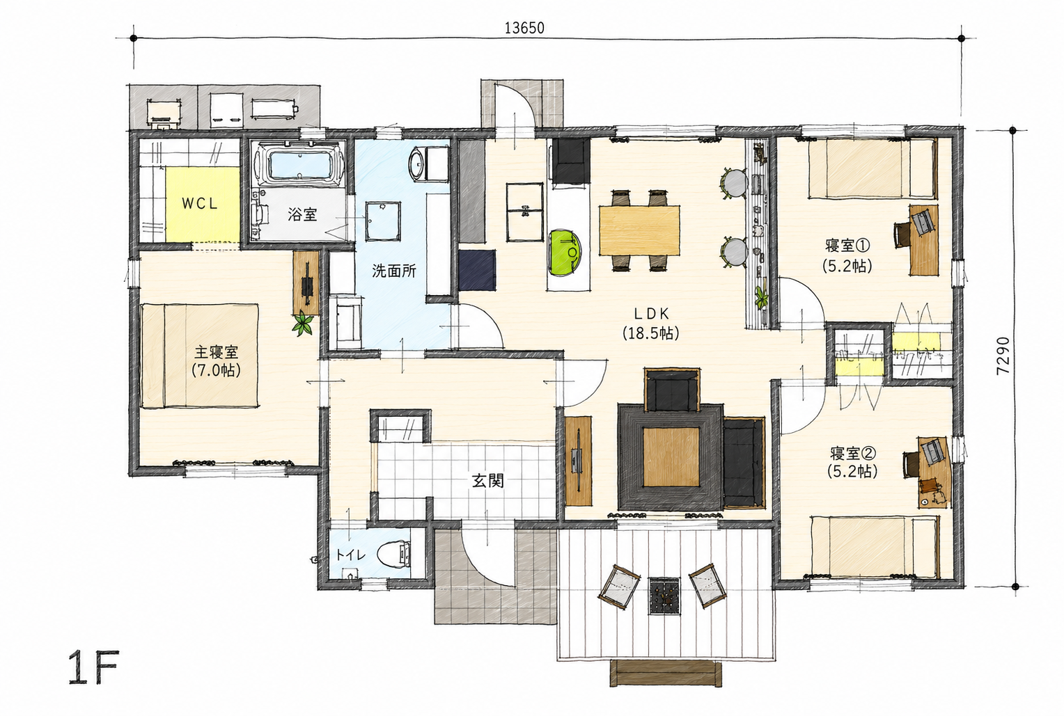 平屋間取り